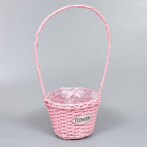 Корзина из ивы 26*18*55*17, круг, розовый