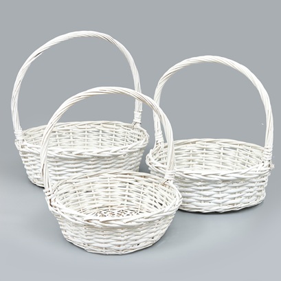 Корзины из ивы 45*15,5*45, 38*13*40, 33*11*31, 3шт, круг, белый