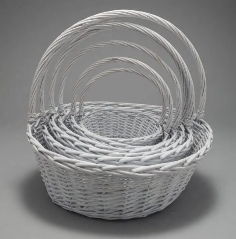 Корзины из ивы 70*25*75, 60*22*65, 55*20*60, 48*18*55, 40*15,5*50, 34*12*40, 6шт, круг, белый