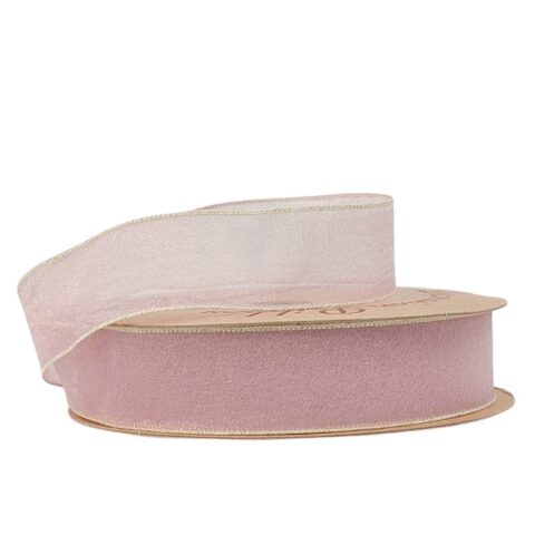 Лента декоративная однотонная 25mm*10 ярд пудровый