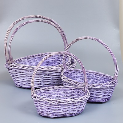 Корзины из ивы 45*35*15, 38*30*13, 33*25*12, 28*20*10, 4шт, овал, лавандовый