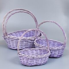 Корзины из ивы 45*35*15, 38*30*13, 33*25*12, 28*20*10, 4шт, овал, лавандовый