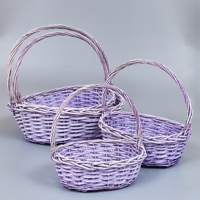 Корзины из ивы 45*35*15, 38*30*13, 33*25*12, 28*20*10, 4шт, овал, лавандовый