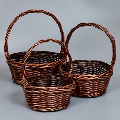 Корзины из ивы 31*13,5*36*B24, 26*11,5*31*B20, 20*10,5*26*B16, 3шт, S. круг, коричневый