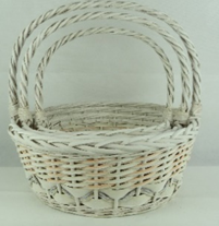 Корзины из ивы 41*16*40, 35*14*36, 30*12*32, 3шт, круг, белый со вставками