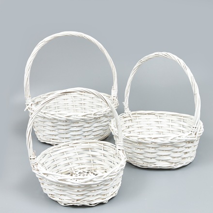 Корзины из ивы 36*14*39, 33*12*34, 28*10,5*28, 3шт, круг, белый