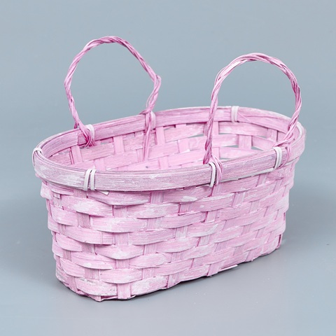 Корзина из бамбука 26*13*11, овал, розовый
