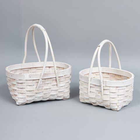 Корзины из бересты (секвойя) 25,5*19,5*12/27, 21*15,5*11/22, 2шт, овал, белый
