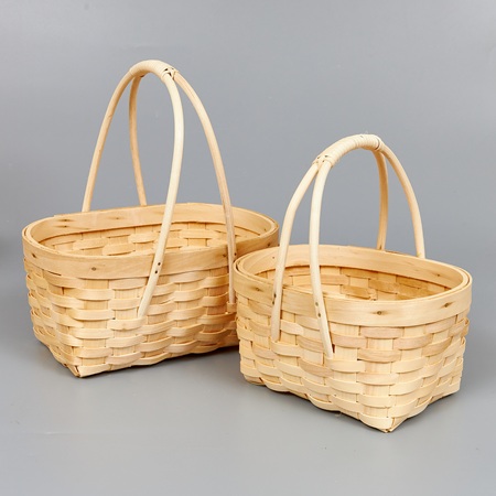 Корзины из бересты (секвойя) 25,5*19,5*12/27, 21*15,5*11/22, 2шт, овал, выбеленный