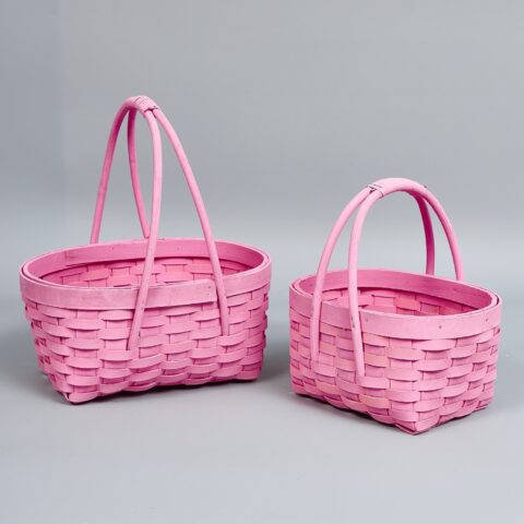 Корзины из бересты (секвойя) 25,5*19,5*12/27, 21*15,5*11/22, 2шт, овал, розовый