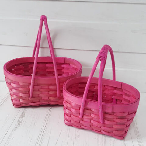 Корзины из бересты (секвойя) 25,5*19,5*12/27, 21*15,5*11/22, 2шт, овал, ярко-розовый