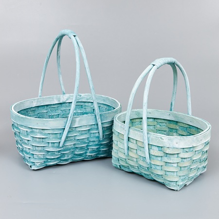 Корзины из бересты (секвойя) 25,5*19,5*12/27, 21*15,5*11/22, 2шт, овал, светло-зеленый