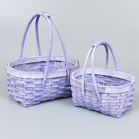 Корзины из бересты (секвойя) 25,5*19,5*12/27, 21*15,5*11/22, 2шт, овал, светло-сиреневый