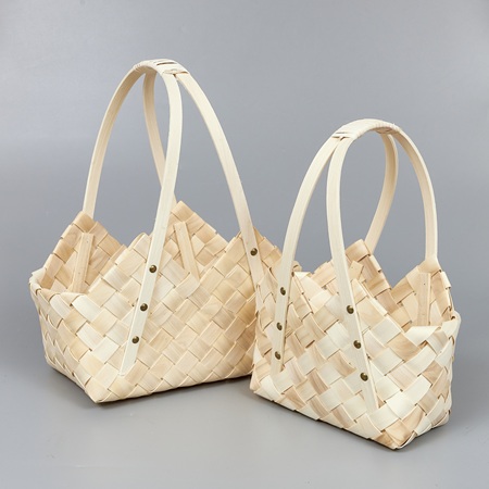 Корзины из бересты (секвойя) 30*21*13*19/39, 22*15*14*18,5/34, 2шт, сумка, выбеленный