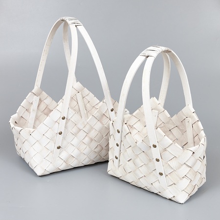 Корзины из бересты (секвойя) 30*21*13*19/39, 22*15*14*18,5/34, 2шт, сумка, белый