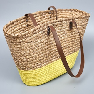 Корзина плетеная 50*17*30, рогоз/текстиль, желтый