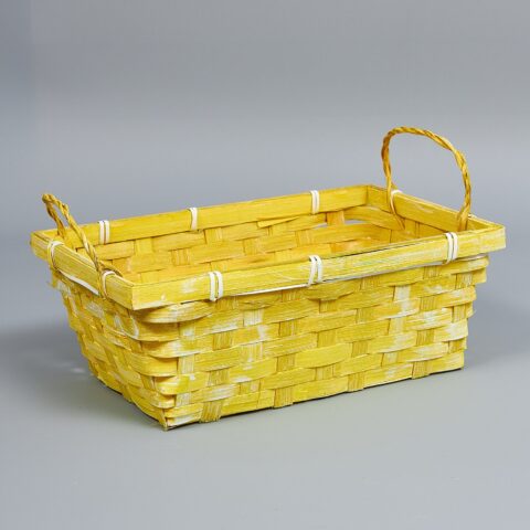 Корзина из бамбука 26*17*9, прямоугольник, желтый
