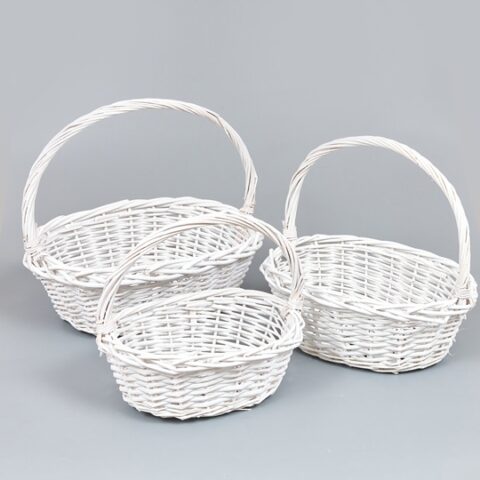 Корзины из ивы 39*31*13*36; 33*25*11*31; 28*19*10*26, 3шт, овал, белый