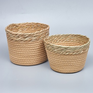 Корзины плетеные 20*16 B18, 18*13 B15, 2шт, рогоз/текстиль, бежевый
