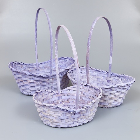 Корзины из бамбука 33*24*11*13*42, 30*21*10*11*38, 26*19*9*10,5*34, 3шт, овал, сиреневый