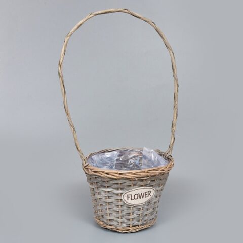 Корзина из ивы 26*18*55*17, круг, серый