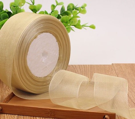 Лента органза 40мм*25ярд, кремовый (ВК32)