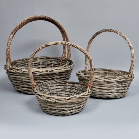 Корзины из ивы 50*19*51*37, 43*18*47*32, 38*15*42*28, 31*12*36*23, 4шт, круг, серый