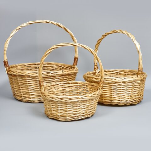 Корзины из ивы 41*17*41*29, 36*15*36*25, 30*13*30*21, 3шт, круг, натуральный