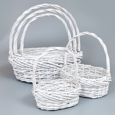 Корзины из ивы 48*38*17*47, 43*34*16*42, 37*29*14*37, 30*23*12*32, 22*15*10*26, 5шт, S. овал, белый