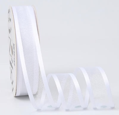 Лента органза с кантом, 25мм*20ярд, белый