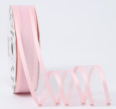 Лента органза с кантом, 25мм*20ярд, розовый