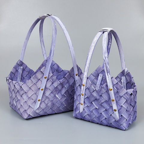 Корзины из бересты (секвойя) 30*21*13*19/39, 22*15*14*18,5/34, 2шт, сумка, сиреневый