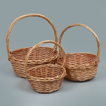 Корзины из ивы 33*33*13, 29*29*12, 23*23*10, 3шт, круг, медовый