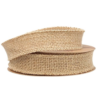 Лента джутовая 2,5см*10ярд коричневый