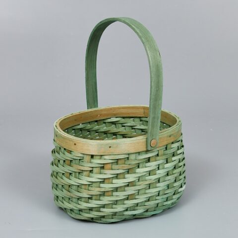 Корзина из бересты (секвойя) 20,5*14*13/28,5, овал, зеленый