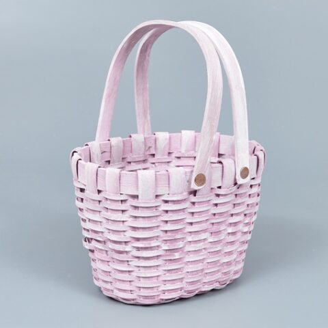 Корзина из бересты (секвойя) 20,5*13,5*13/25,5, овал, розовый