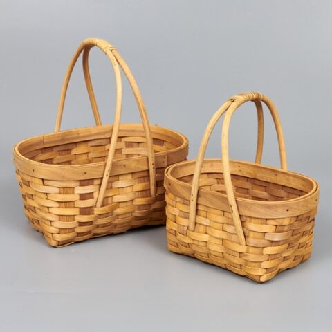 Корзины из бересты (секвойя) 25,5*19,5*12/27, 21*15,5*11/22, 2шт, овал, светло-коричневый