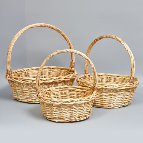 Корзины из ивы 41*41*16*41, 34*34*14*36, 27*27*12*31, 3шт, круг, натуральный