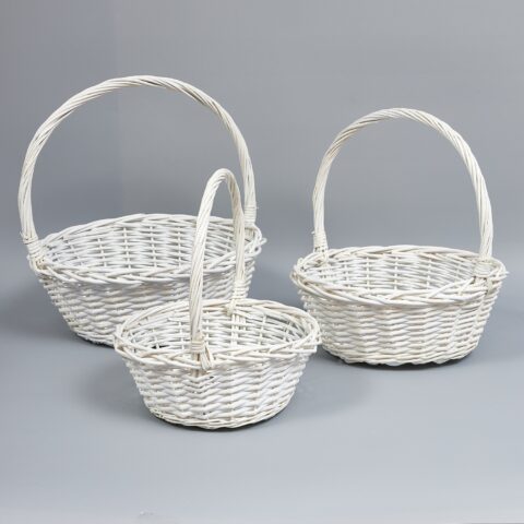 Корзины из ивы 38*38*15, 33*33*13, 29*29*12, 3шт, круг, белый