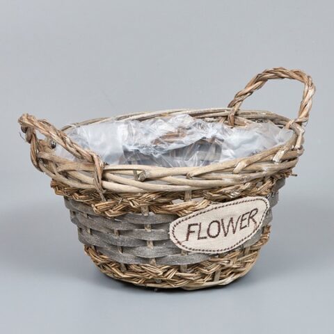 Корзина из ивы 22*12 В14, круг, серый