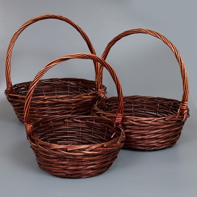 Корзины из ивы 45*15*45, 38*14*40, 32*12*35, 3шт, S. круг, коричневый