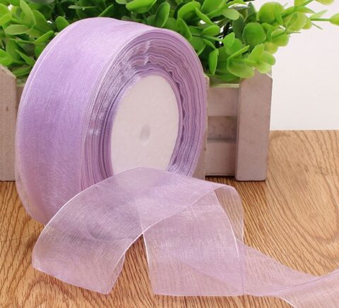 Лента органза 40мм*25ярд, сиреневый (ВК42)