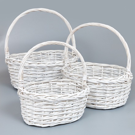 Корзины из ивы 40*35*17*41, 33*29*13*36, 28*23*13*31, 3шт, S. овал, белый