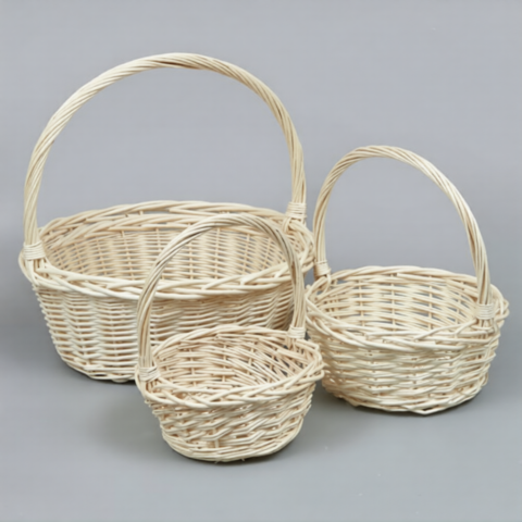 Корзины из ивы 41*41*16/41, 34*34*14/36, 27*27*12/31, 3шт, круг, натуральный
