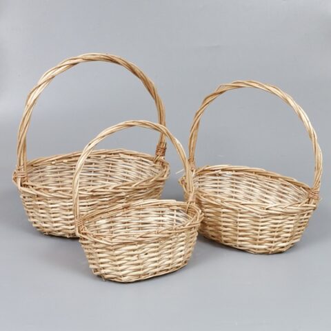 Корзины из ивы 34*27*12*35; 29*22*12*30; 25*18*11*25, 3шт, овал, натуральный