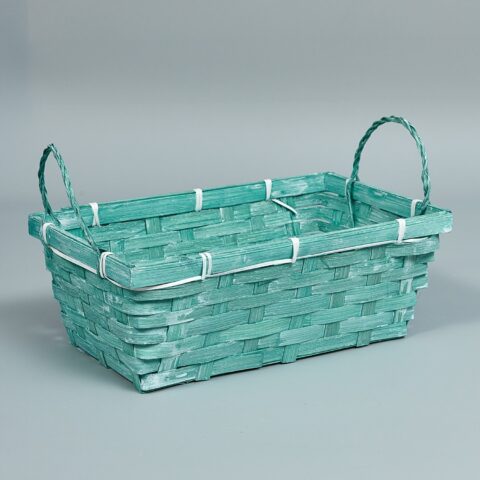 Корзина из бамбука 26*17*9, прямоугольник, голубой
