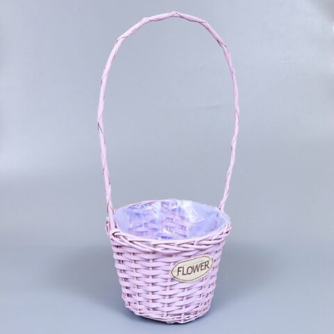 Корзина из ивы 26*18*55*17, круг, сиреневый