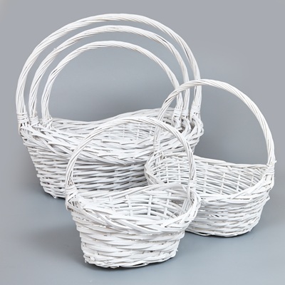 Корзины из ивы 59*44*16*47, 50*38*14*41, 42*32*13*37, 36*26*12*32, 30*20*10*27, 5шт, S. овал, белый