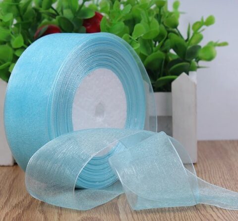 Лента органза 40мм*25ярд, небесный (ВК27)