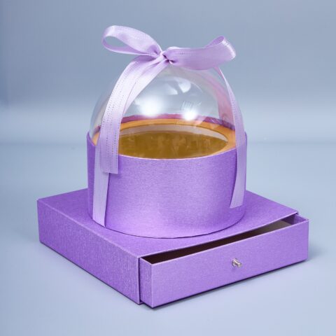 Коробка акриловая с ящиком, 20*20*20см, сиреневый